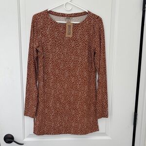 Duluth Trading Co. Speckle Patterned Pima Cotton Modal Scoop Neck Long Tunic XS